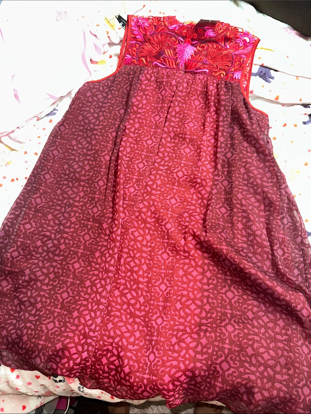 Niki Tlanapan Anthropologie Amara Embroidered Yoke High Neck Trapeze Dress 12